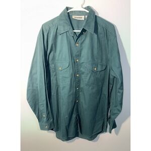 GITANO Men's Vintage Shirt Long Sleeve Button Down Retro 80s Green Size L